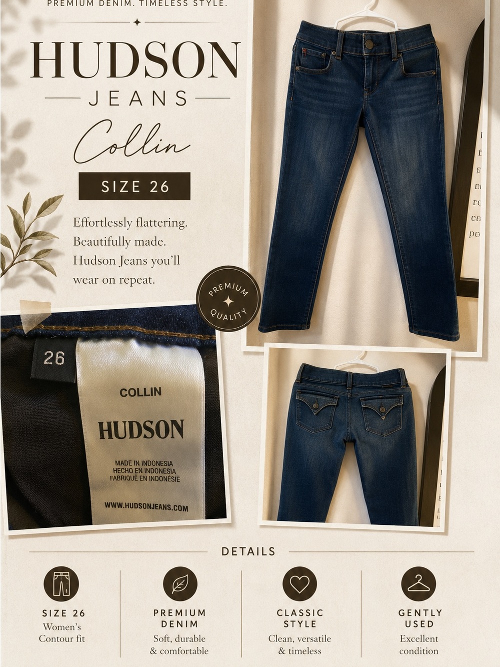 Hudson Jeans Collin Straight Leg Jeans - Dark Blue